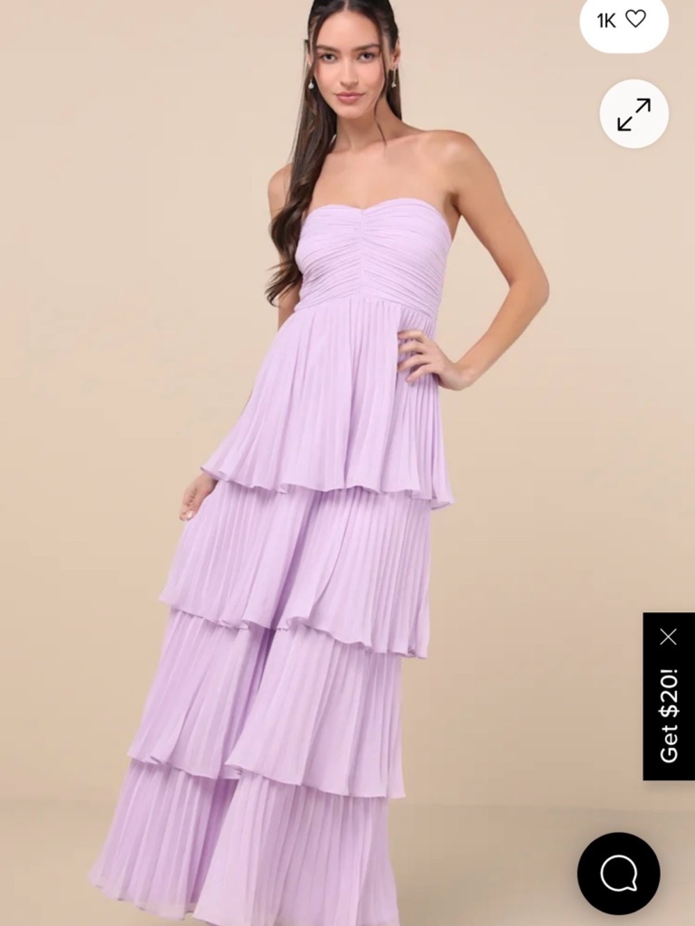 Lulus Seriously Sensational Lavender Strapless Tiered Maxi Dress (NWT)